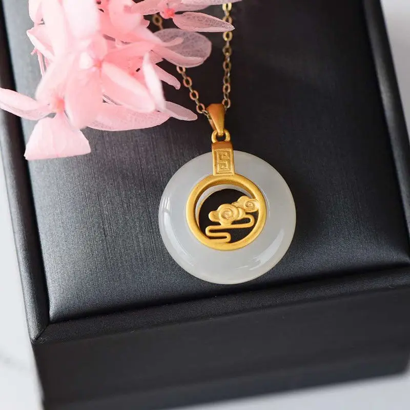 

Новое серебряное оригинальное ожерелье с инкрустированными натуральными драгоценными камнями, круглые фирменные уникальные китайские ре...