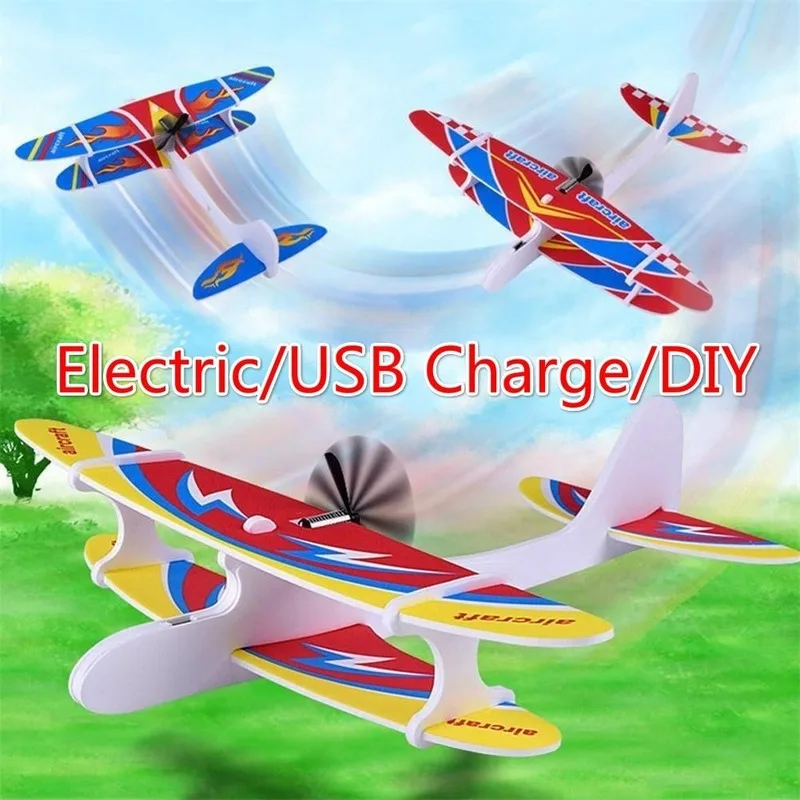 Самолёт сделай сам игрушки планер для бросания Электрический летающая игрушка