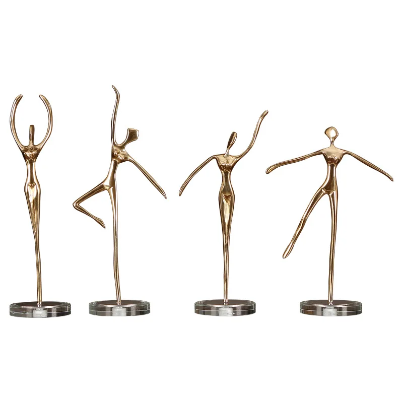 

[HHT] Modern Minimalist Ballet Girl Home Decoration Living Room Dance Room Decorations Study Tabletop Furnishings Copper Crafts