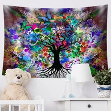 Mandala tapeçaria vida árvore psicodélico macrame parede pendurado decoração do quarto hippie tapete praia cobertor decoração para casa tapete de yoga (2)