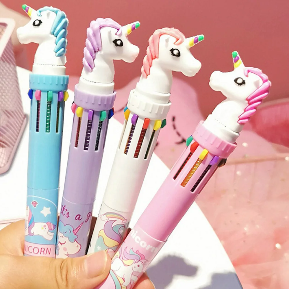 

4pcs Multicolor Retractable Roller Pens Creative Ballpoint Pen School Office Stationery Supply (Purple + Blue + Whi