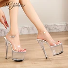 2021 г. Женская обувь для танцев на шесте пикантные женские туфли на высоком каблуке-шпильке, прозрачные летние новые Босоножки размер 43