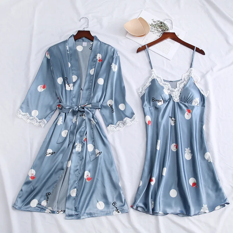 Женский пижамный комплект из 2 предметов ночная рубашка с v-образным вырезом