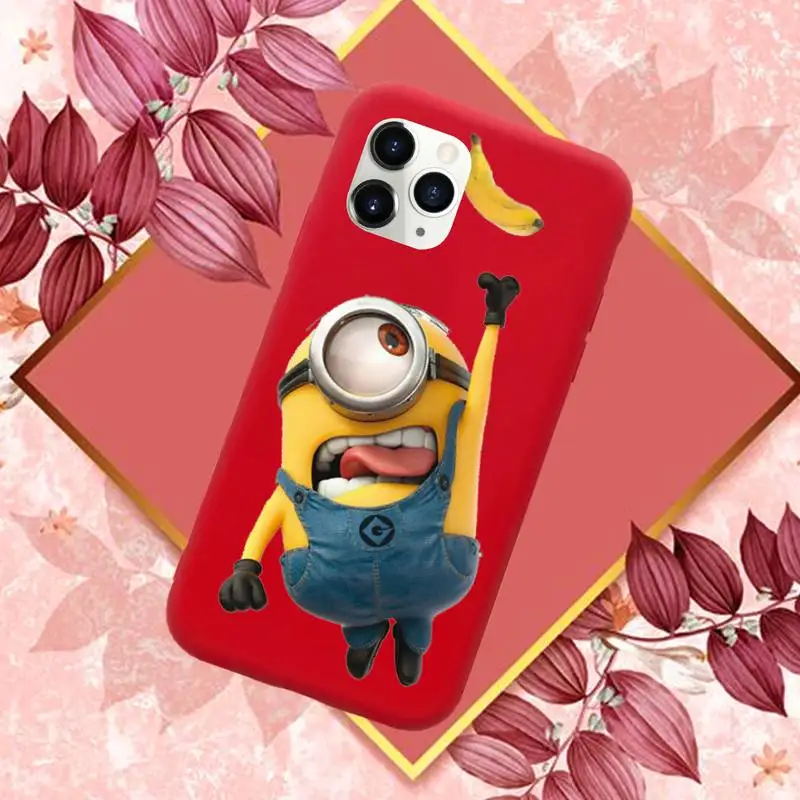 

Cute Minion Banana yellow Phone Case Candy Color for iPhone 11 12 mini pro XS MAX 8 7 6 6S Plus X SE 2020 XR