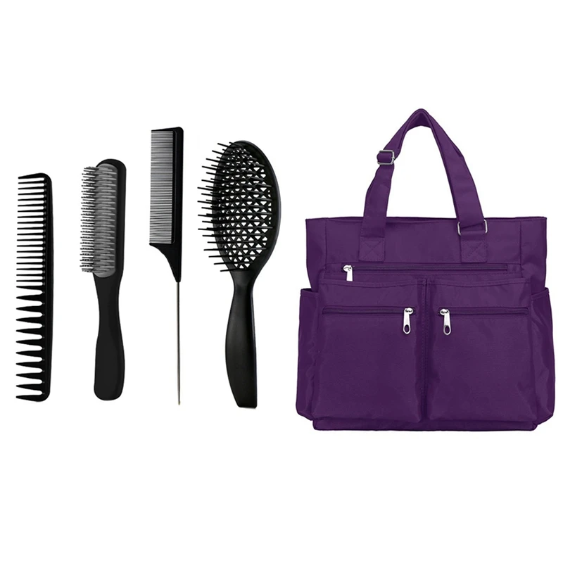 

Холщовая Сумка-тоут, водонепроницаемый нейлоновый саквояж на плечо с несколькими карманами, массажная черная Расческа для парикмахерской, ...