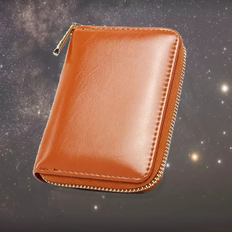 Маленький кошелек на молнии, сумка для карт, восковая масляная кожа, кошелек для монет, многофункциональный кредитный держатель для карт, портативная Женская посылка для карт