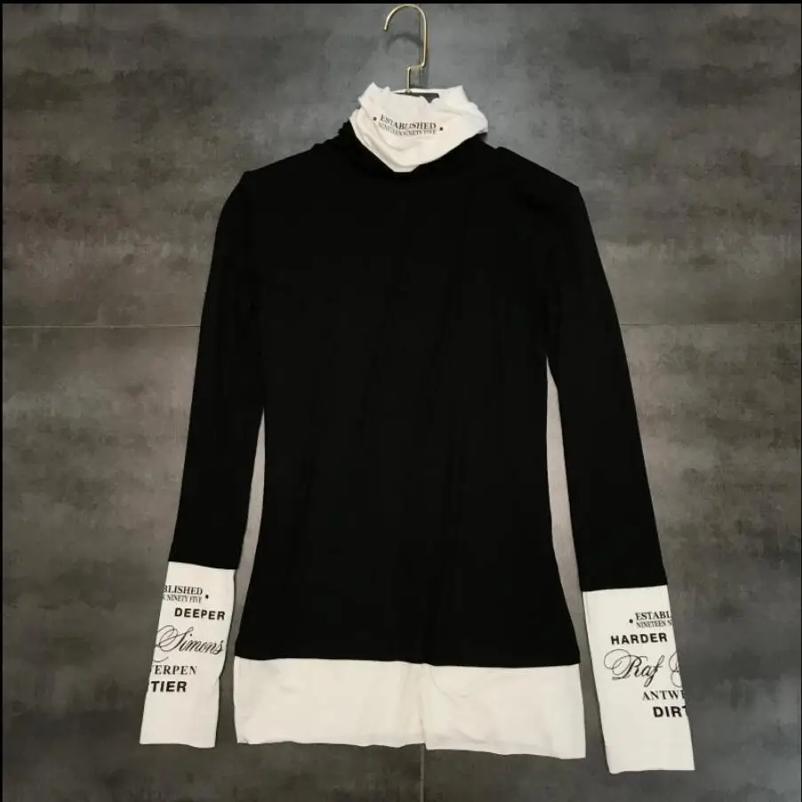 Новинка сезона осень-зима 2019 рубашка контрастных цветов с длинным рукавом и