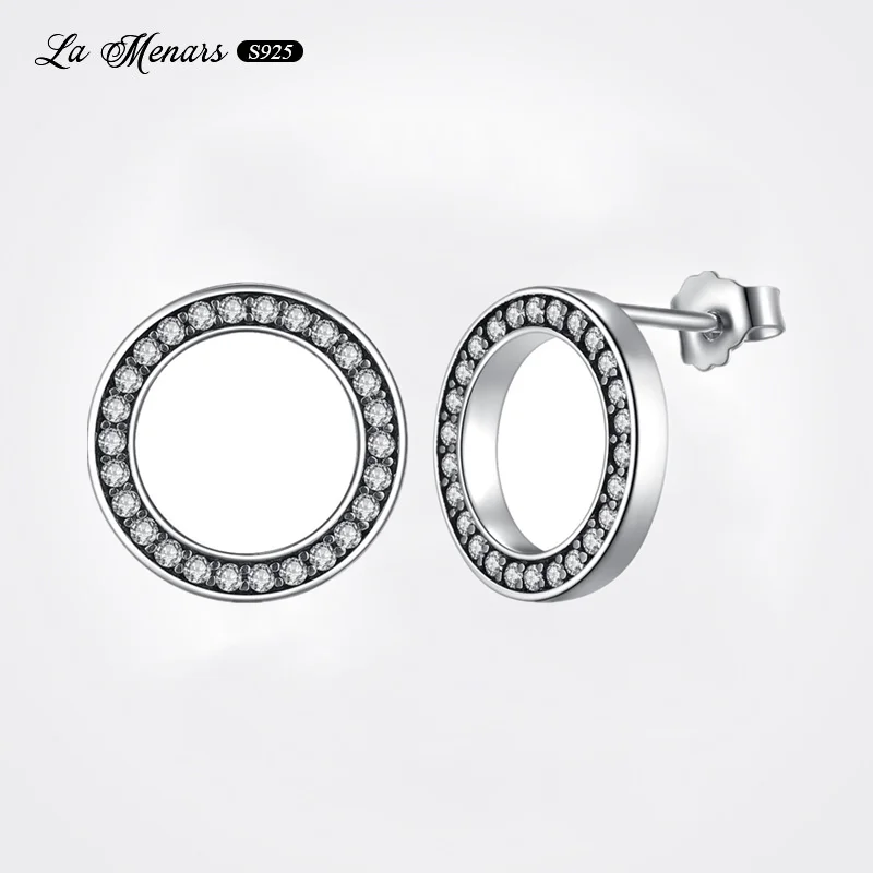 

La Menars 2022 Original Simple Style Round Diamond Earring Women Fine Jewelry Hoilday Best Gift Genuine Silver Plating