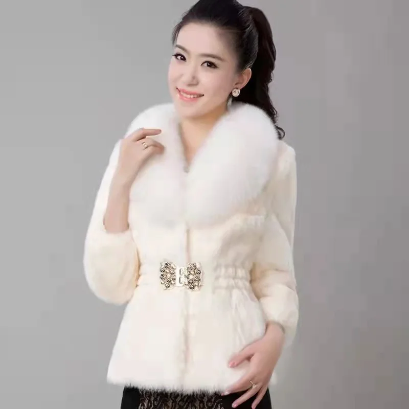 Winter New Women's Imitation Rabbit Fur Coat, Fake Fur, Slim Short Coat, Imitation Fox, Warm Fur Collar