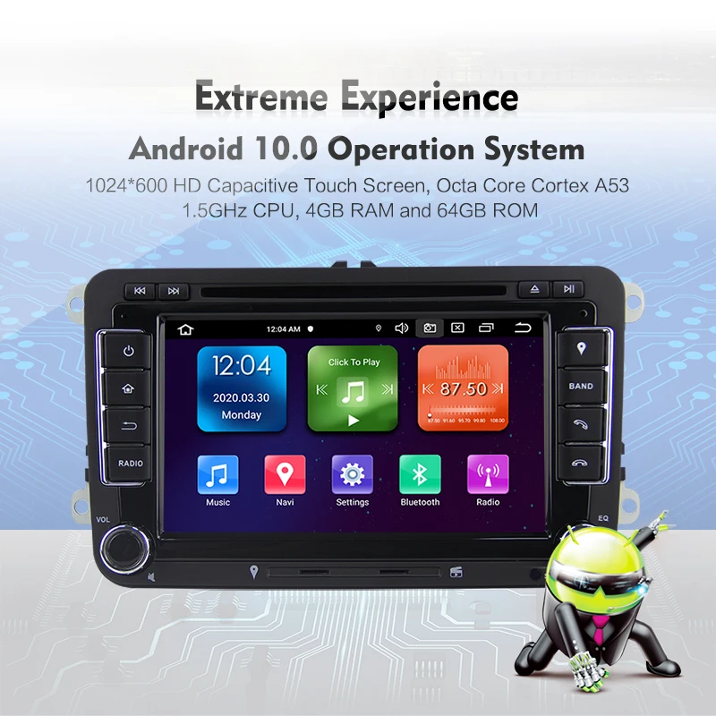 7-дюймовый Android 10 для VW Magotan Passat Jetta Golf Skoda Auto Radio 2DIN 4 Гб + 64 ГБ Mirror Link WIFI 3G Mp5 4G CarPlay/Android