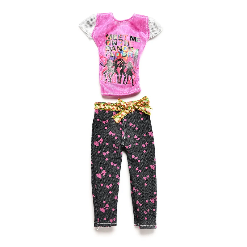 

MYPANDA 2 Pcs/set Casual T-Shirt Doll Clothes Capri Pants with Bow Waistband Doll Accessories for Little Girls Gifts