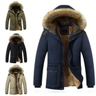 Куртка мужская флисовая, с меховым воротником, теплая, зимняя, XS-5XL