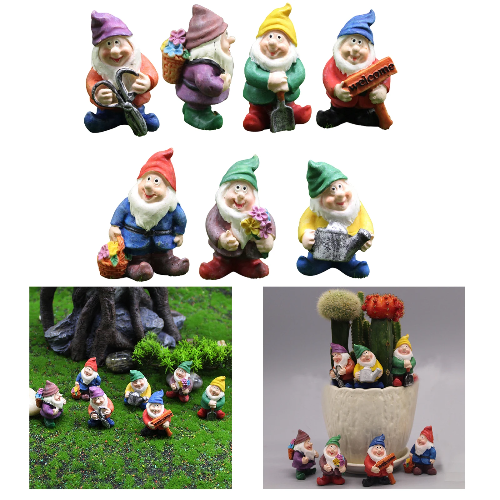 

7pcs Fairy Garden Accessories Outdoor,Gnomes Garden Decorations-Mini Gnomes Fairy Garden Statue for Fairy Gardens Decoration
