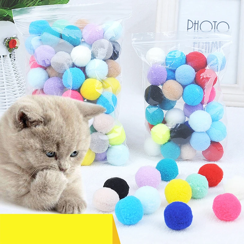 

Игрушечный мяч для кошек 0,98 дюйма, креативные Красочные интерактивные милые забавные игрушки для кошек, эластичный плюшевый мяч, помпон, иг...