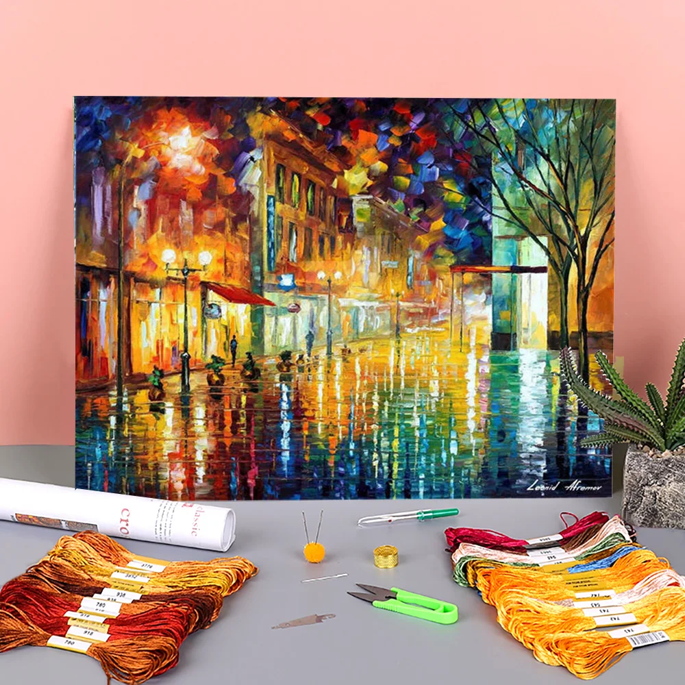 

Набор для вышивки крестиком 11CT с принтом в виде летнего дождя