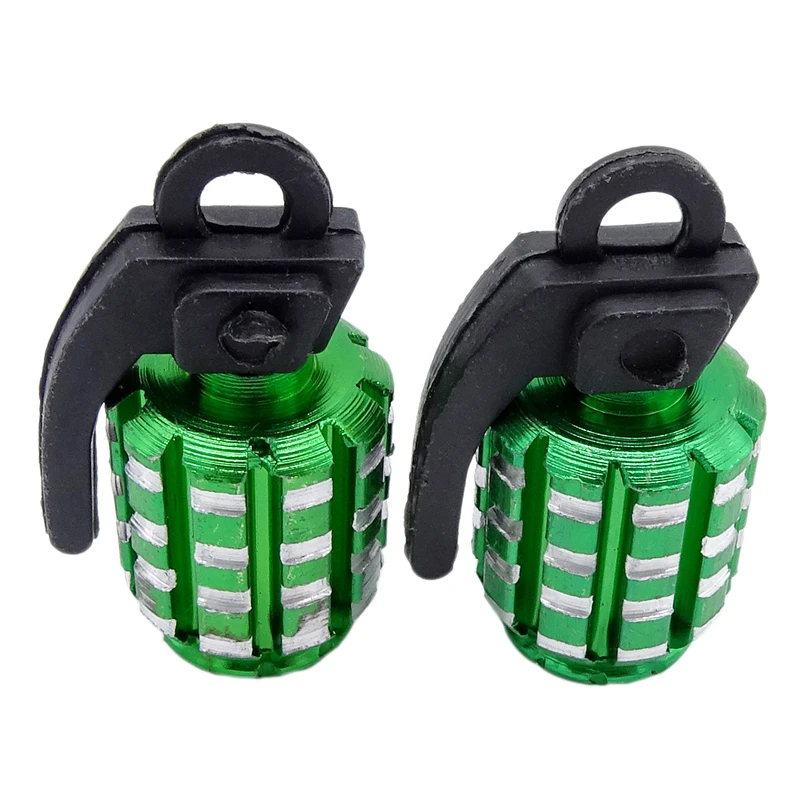2 Pcs green 2 шт. Grenad Стайлинг Универсальный алюминиевый сплав автомобиль Грузовик Мотоцикл аксессуары граната колеса шины клапан стволовых колпачков велосипед - Цвет: 2 Pcs green