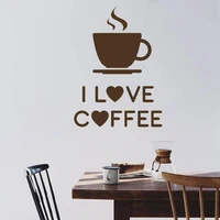 I Love Coffee Wall Decal Quotes Coffee Aroma Break Sign Cafe Restaurant Interior Art Mural Vinyl Wall Sticker Window Decals S406