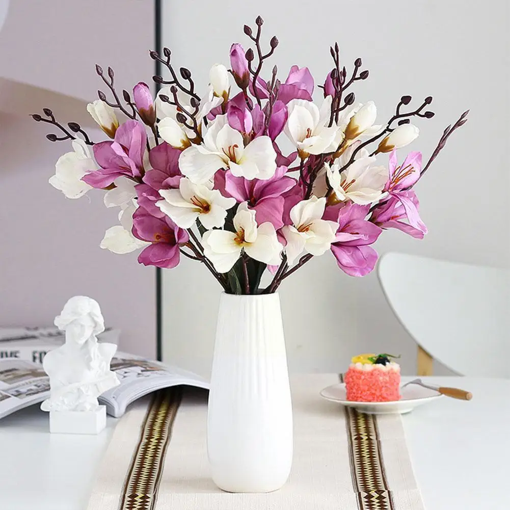 

5 Branches Artificial Decorative Flowers For Home Wedding Artificial Magnolia Flowers Decoration Salon Flowers T4v9
