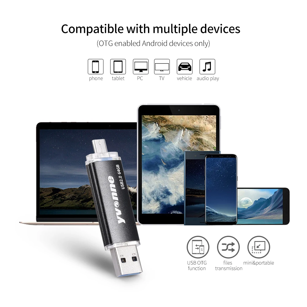 

yvonne YT601-2 USB flash drive USB2.0 U Disk OTG Double Ports Multifunctional usb stick USB Memory Stick for Phone/PC/Laptop