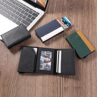 zovyvol 2022 unisex credit card holder case patchwork color multifunctional magnetic wallet pu leather metal cards holder box