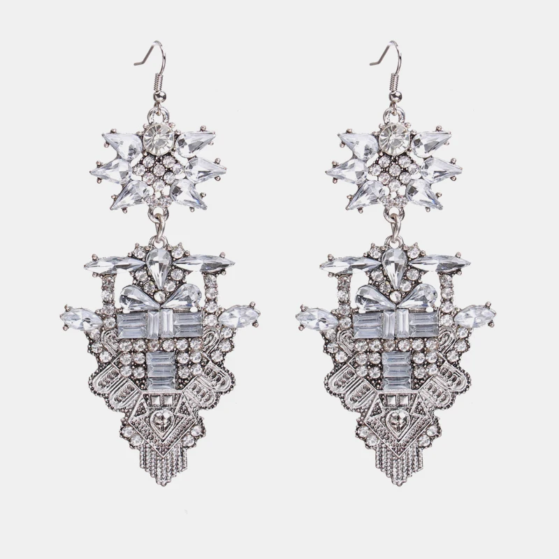 Ztech New Fashion Z Luxury Brand Rhinestones Water Drop Crystal Geometric Gem Designer Vintage Earrings For Women Free Shipping|vintage drop