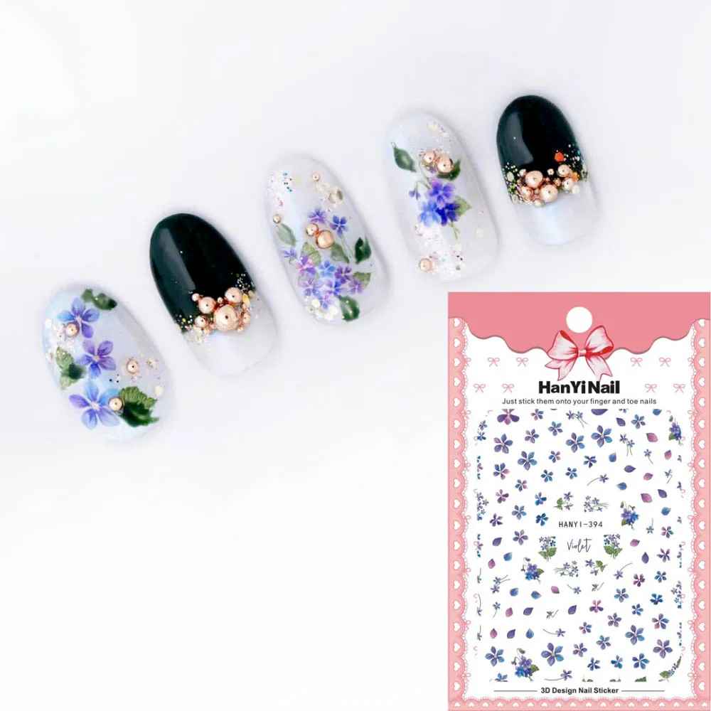 1 шт. весенний цветок Цветочная 3D наклейка для ногтей розовый персик blossm узор