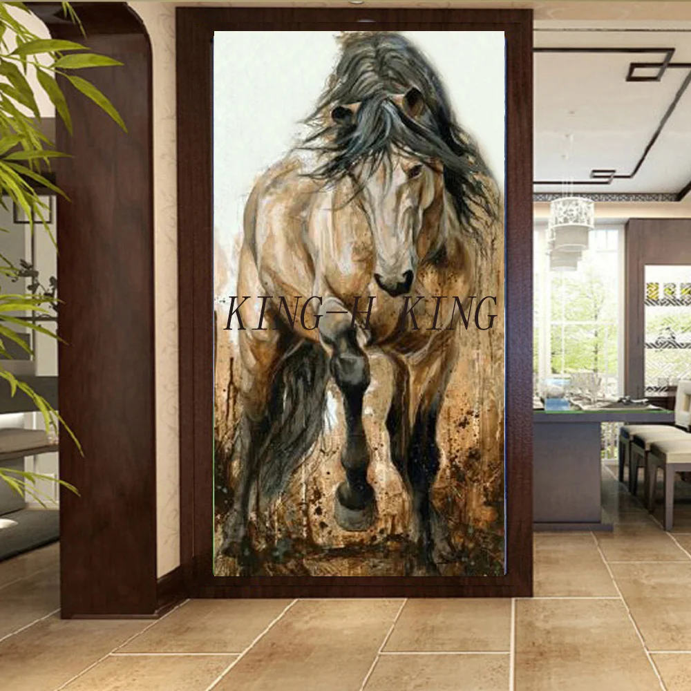 Высокое качество лошадь Живопись Ручная роспись белый реалистичность масляные