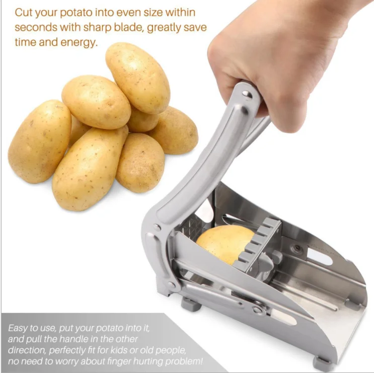 

Stainless Steel French Fries Cutters Potato Chips Strip Cutting Machine Maker Slicer Chopper Dicer W/ 2 Blades Kitchen Gadgets