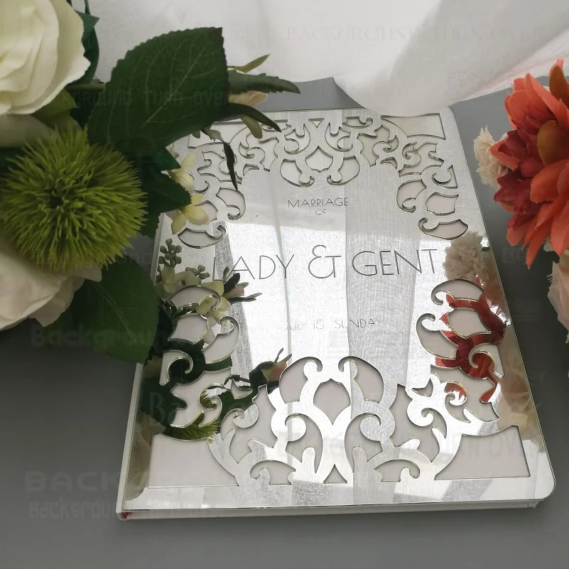 

Guest Book Wedding Personalized Custom Mirror Guestbook Names Date Cover Gift Signature Decor Party White Blank Favor G014