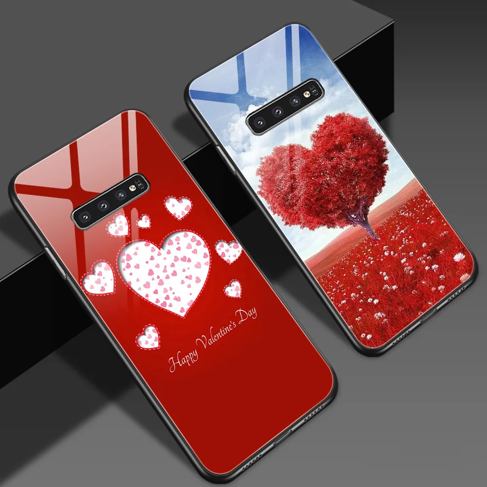 

Glass Case for Samsung Galaxy A51 A50 A71 A70 S20 S10 S9 S8 S10e A40 A21S A30 S A20 A20S Note 10 9 8 Plus Ultra Lite Cute heart