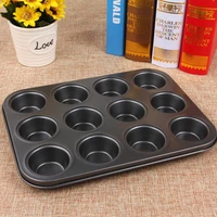 non stick round 12 cup muffin cake mold egg tart baking pan tray baking tools