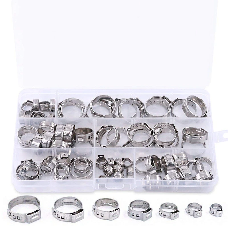 70Pcs/Set Single Ear Crimping Hose Clamp Clamps Fuel Assortment For Hydraulic 5.8-21Mm | Обустройство дома