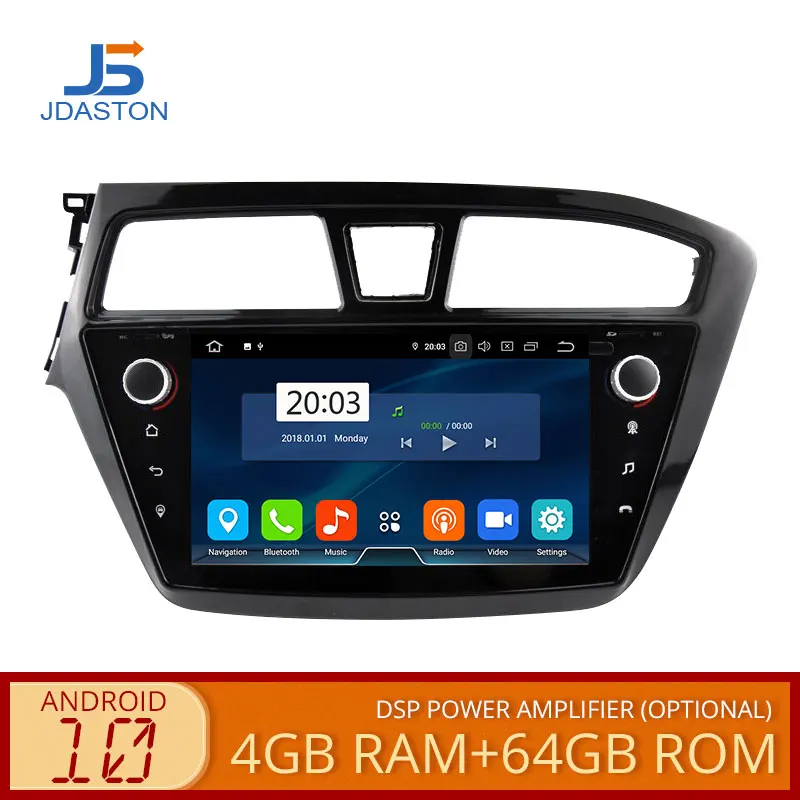 JDASTON Android 10 автомобильный мультимедийный плеер для Hyundai I20 2015 2018 4G + 64G GPS Навигация