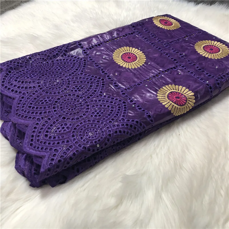 

100% Cotton Embroidered Bazin Riche Brocade Lace Fabric with Stones African Basin Brode Lace Fabric for Women Dress Bazin Riche