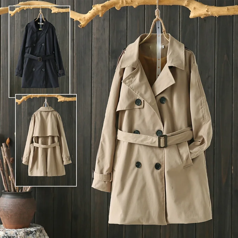 

Плащ женский однотонный на пуговицах, с отложным воротником и карманами, большие размеры, 4XL, зима 2021