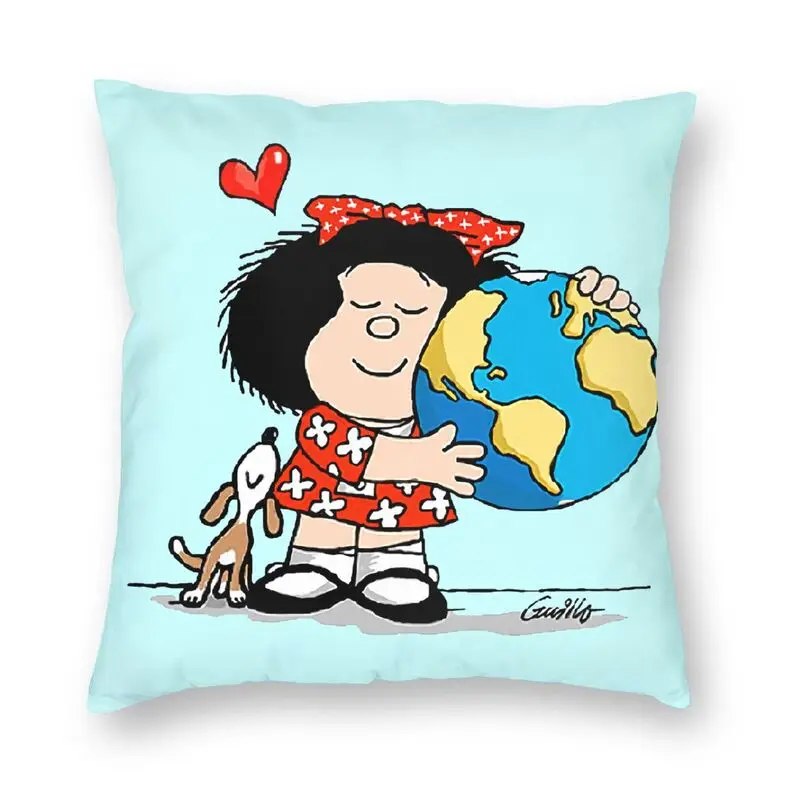 

Квадратная наволочка Mafalda World And Her щенок, декоративная наволочка для дома, чехол для гостиной