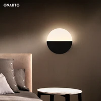 black wall lamp metal wall decor lamp led indoor wall lamps bedroom wall light moon lamp modern bedside lighting round ring lamp