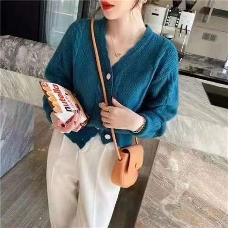 

All-match Cardigan Women Long Solid Color Pockets Simple Warm Comfortable Autumn Fashion Elegant Korean Style Streetwear Female