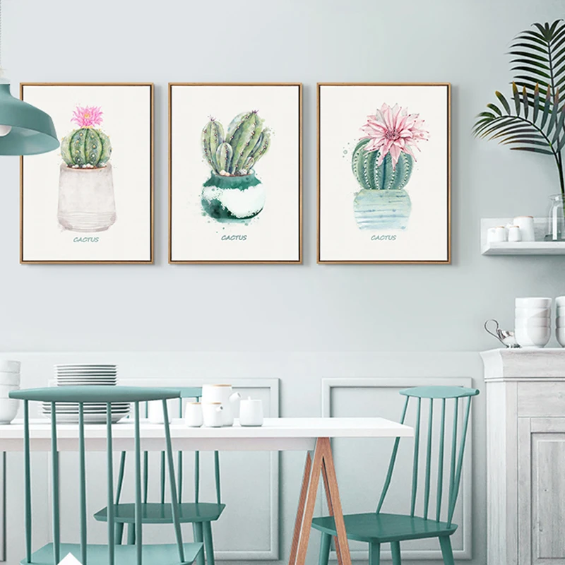 

Abstract Blooming Potted Plant Cactus Succulent Flowerpot Flower Canvas Painting Wall Picture Poster Living Room Home Decoration
