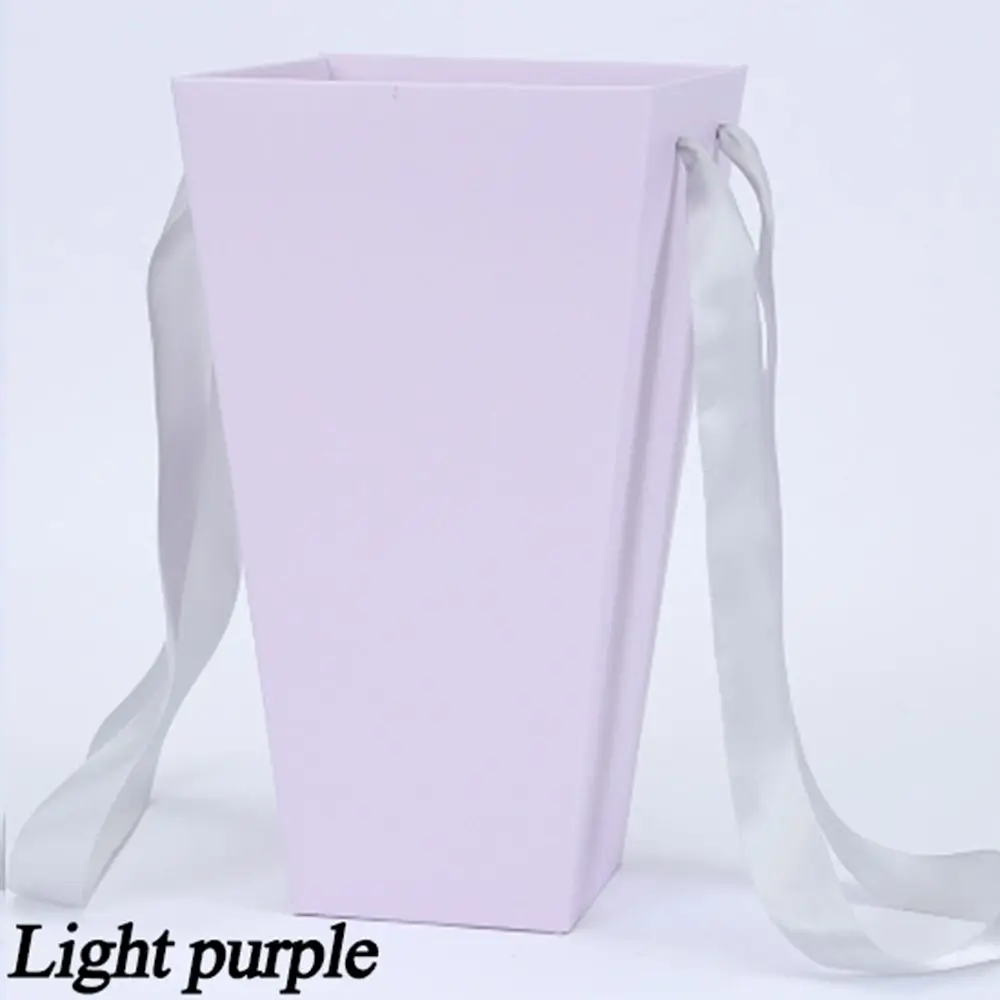 Light purple Цветные Цветочные бумажные коробки с держателем руки, ведро, флорист, подарочная упаковка, вечерние, Подарочный упаковочный картон - Цвет: Light purple