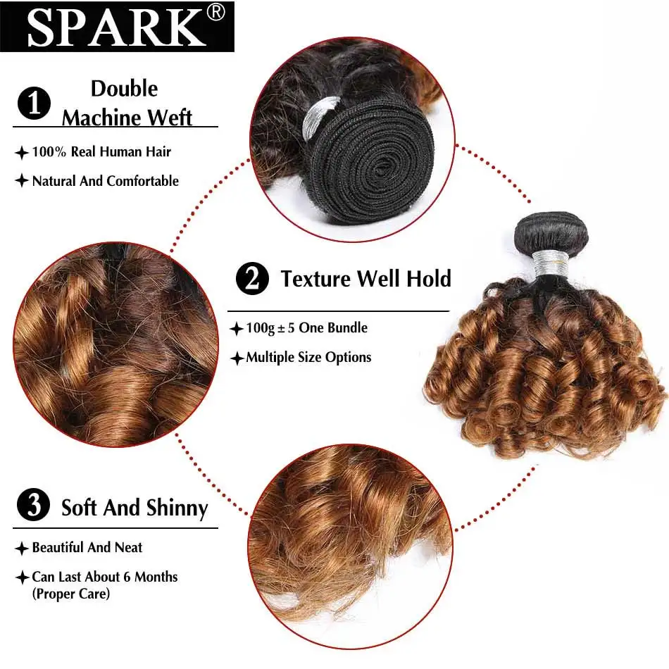 Spark Ombre натуральные пучки с закрытием Remy бразильские волосы переплетения