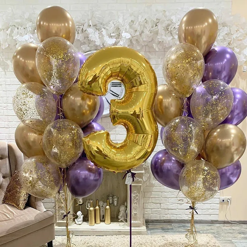 

32inch Rainbow Rose Gold Silver Big Number Foil Balloons 18 20 30 40 50 60 70 80 90 Years Old Birthday Party Wedding Decorations