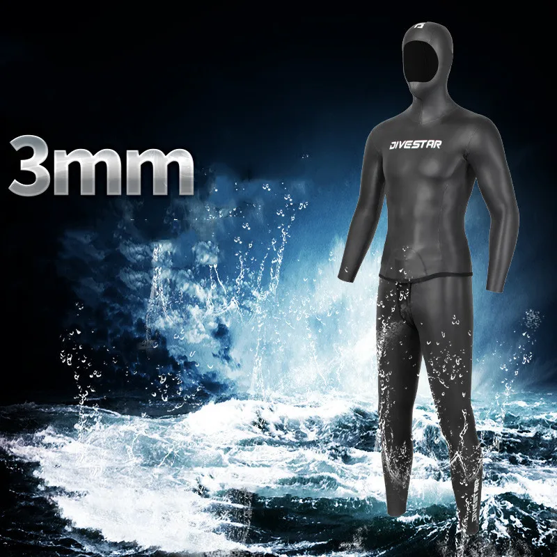 

New 3MM CR Waterproof Wetsuit Diving Suit For Men Swimming Surfing Surfacing Warm Suspender Trousers And Jacket 2pcs/set Wetsuit