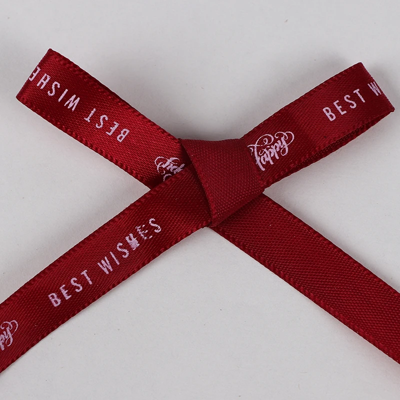 

1cm Solid Color Ribbon Belt Printed "BEST WISHES " Letter Flower Gift Florist Decoration Packaging Material