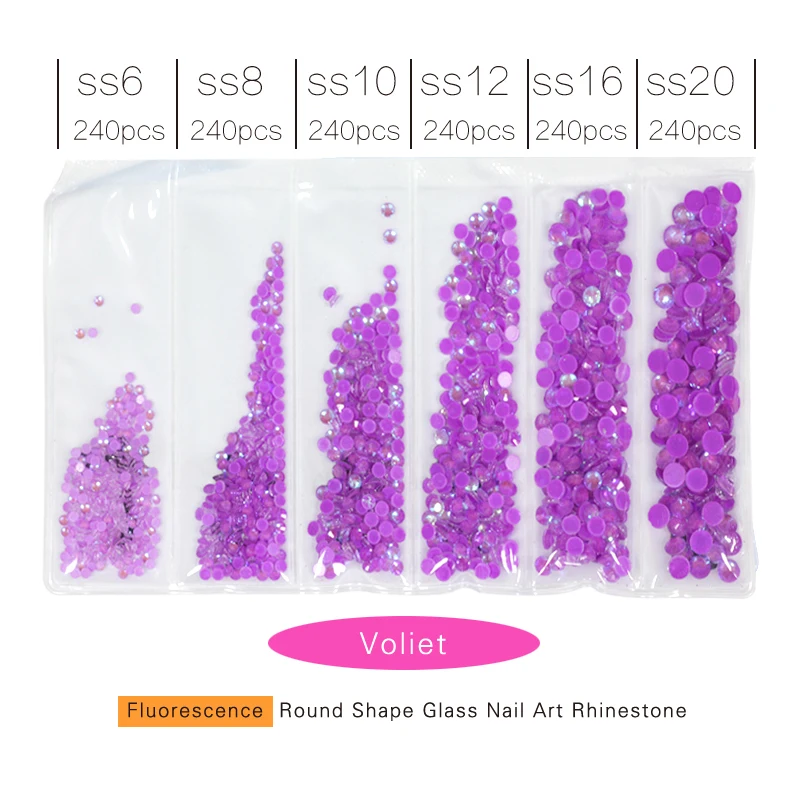 Микс Размер флуоресцентные светящиеся стразы s Серебристые Стразы без горячей