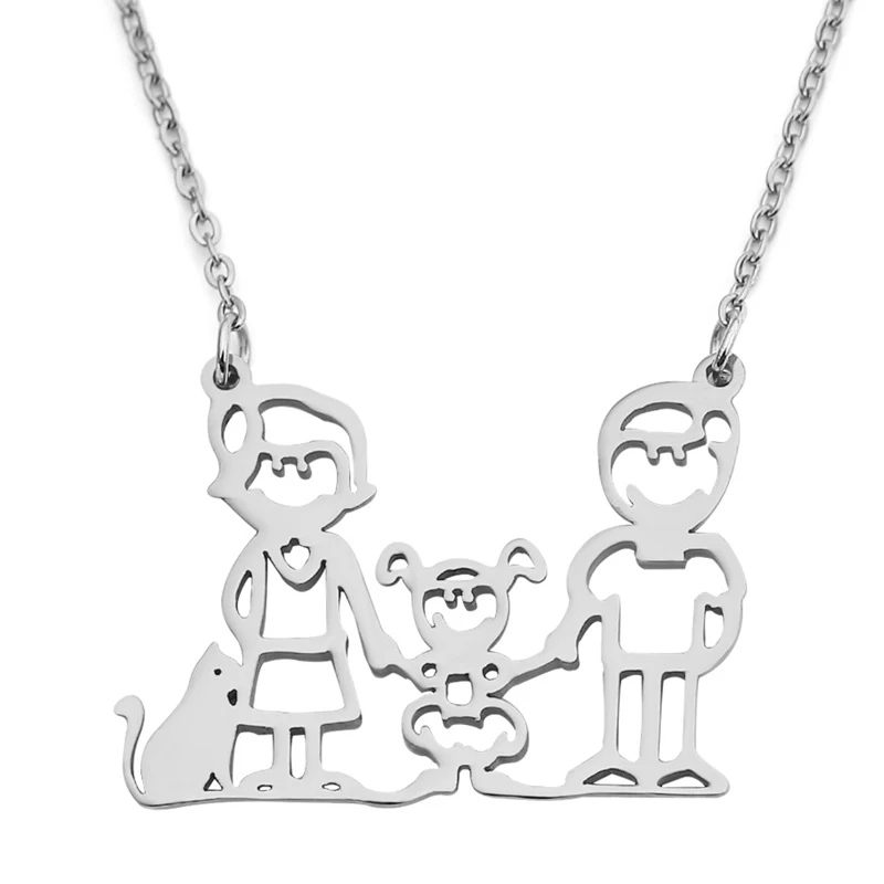 Новый продукт семья из трех ожерелий девушка и кошка ювелирные изделия для члена