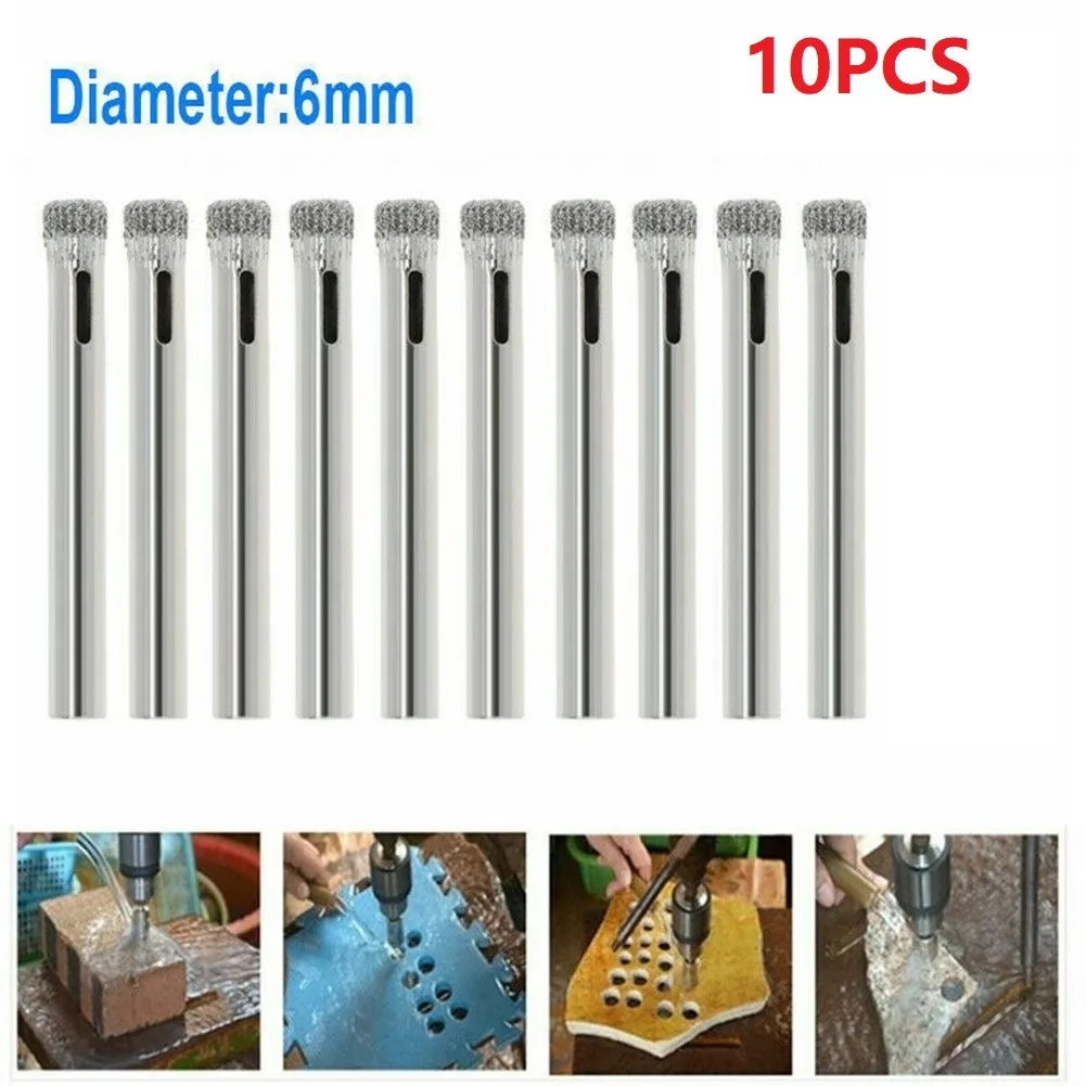 

10Pcs 6mm Diamant Beschichtete Bohrer Fliesen Keramik Glas Loch Sägen Silber Cutter Opener Bits Bohrer Werkzeug 5x 0,6x0,6 Cm WW