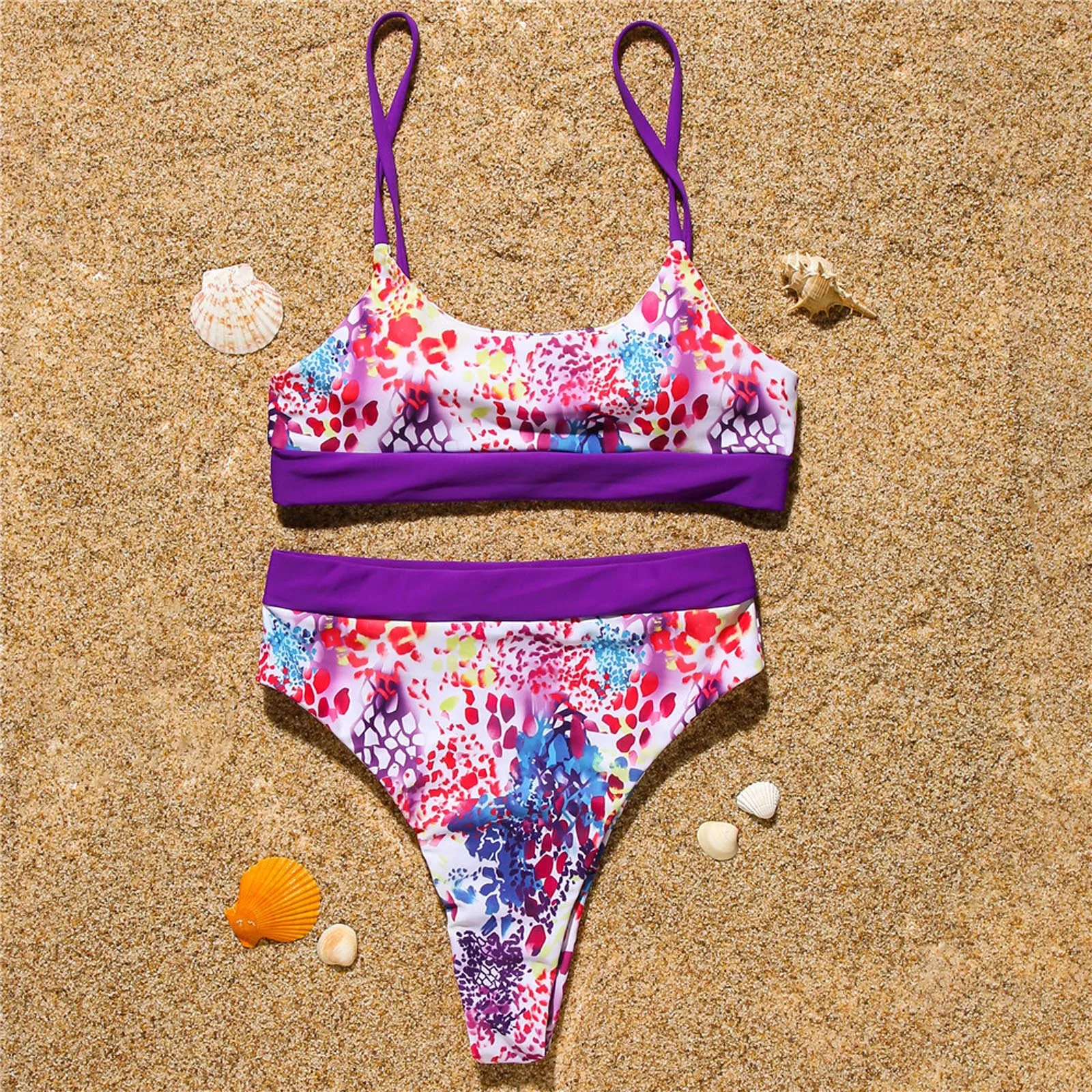 Сексуальные женские комплекты из двух частей с разрезом и цветочным принтом