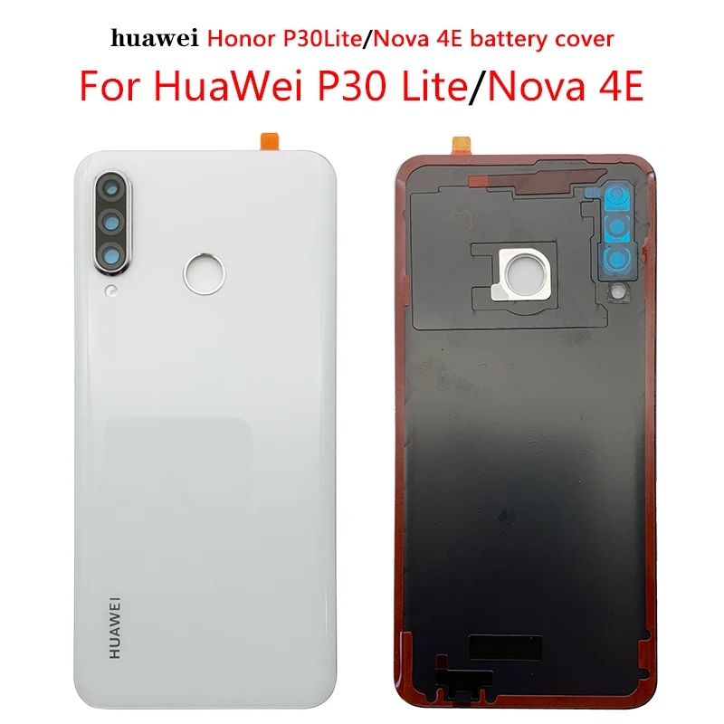 for huawei p30 lite battery cover nova 4e rear glass door panel case for huawei p30 lite battery covercamera lens replace free global shipping