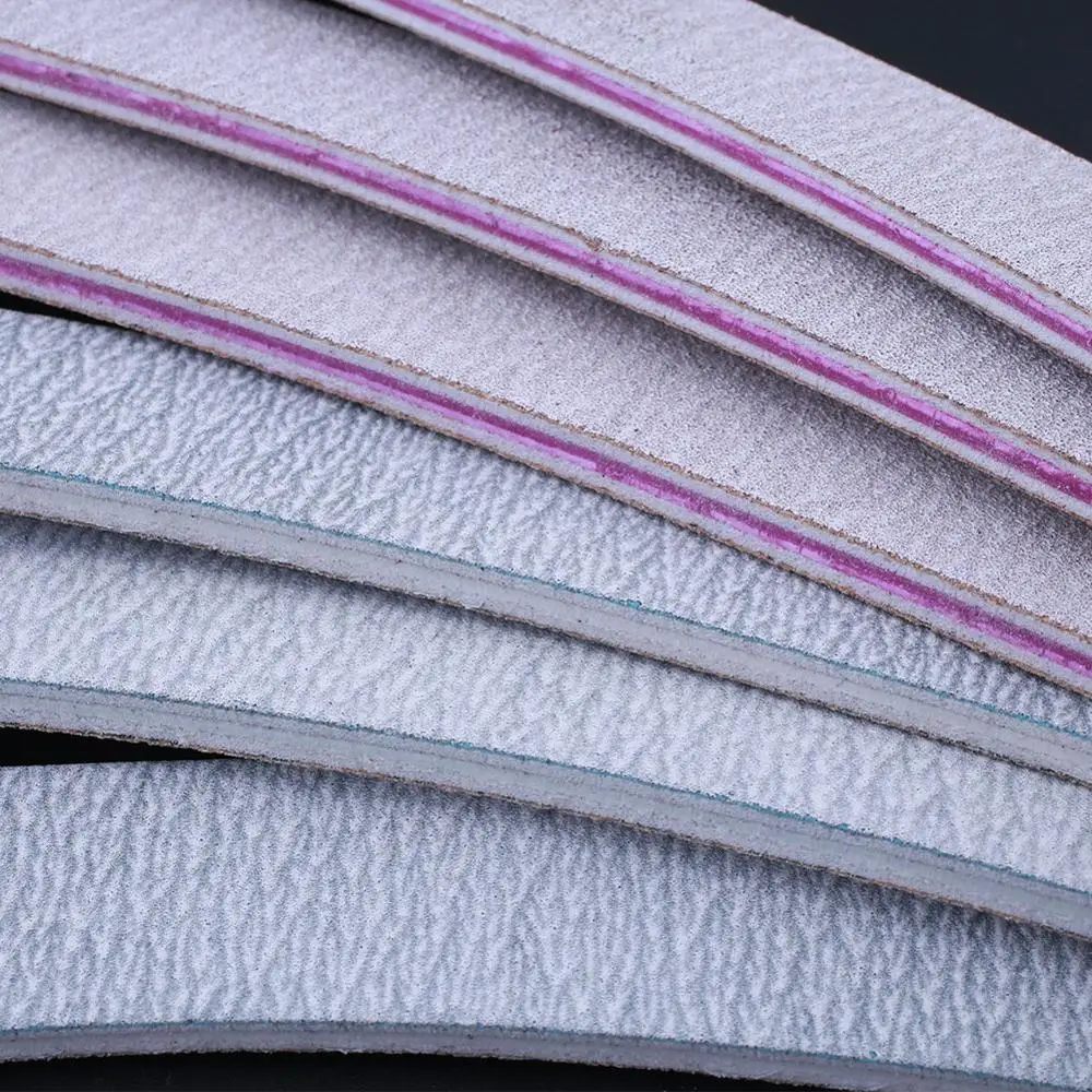 

Gray Curved Nail File Strip Polished Frosted Buffer Block Crescent Double-sided Manicure Friction Strip Nail Salon Accessories